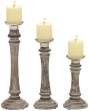 Peyton Lane Set of 3 Wood & Aluminum Candle Holders