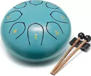 8 Notes 6 inch Steel Tongue Drum with Travel Bag and Mallets, Tank Drum Chakra D