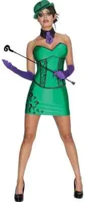 Riddler Female DC Comics Batman Villain Fancy Dress Halloween Sexy Adult Costume