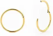 [Serenity Body Jewellery] 316L Surgical Stainless Steel 18G Gold Huggie Hoop Sleeper Earrings 6mm 8mm 10mm 12mm Thin Small Hinged Hypoallergenic For Women Men Girls Kids Lobe Cartilage Helix