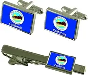 [Select Gifts] Moreno Valley City USA Flag Cufflinks Tie Clip Box Gift Set