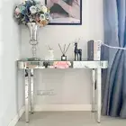 Splendid Silver Mirrored Console Entryway Table Elegant Oval Tabletop Home Decor