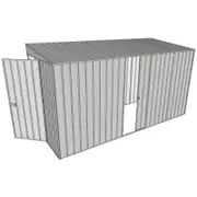 Build-a-Shed 1.5 x 3.7 x 2m Hinged Door Tunnel Shed with Sliding Side Door - Zinc