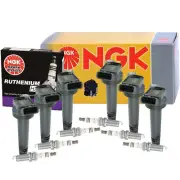NGK 6 Ignition Coils 6 RutheniumHX Spark Plugs Kit For 4Runner FJ Cruiser Tundra (for: Toyota)