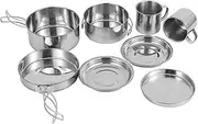 Camping Cookware Set - 8 Piece Stainless Steel Pots and Pans Set | Outdoor Camping Tableware, Portable Picnic Cooking Set for Camping, Making Mo