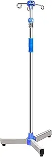 Portable Stainless Steel IV Pole 4 Hook IV Stand Adjustable Height IV Bag Stand Vertical Infusion Stand for Hospital or Home Care