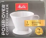 Melitta Porcelain Brew Cone Pour-Over Coffee Coffeemaker White Starter Filter #2