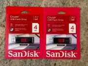 2 New SanDisk Cruzer Retractable 2.0 USB Flash Drive 4GB 80-56-10596-004G