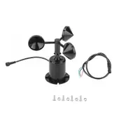 0-70M/S Wind Speed Sensor Environment Signal Output Pulse Type Three Cups Wind Speed Sensor Anemometer DC5-30V black