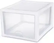 4-Pack Plastic Storage Drawers, Stackable Drawer Organizer Bins, Clear, 27 Qt