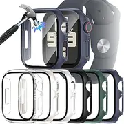 [Luyialvals] 6 Packs Case for 45mm Apple Watch Series 9/Series 8/Series 7 with Tempered Glass Screen Protector,Protective Bumper and Slim Face Cover for iwatch S9/S8/S7 45mm Accessories