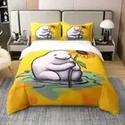 Marine Life Duvet Cover Full Size, Cartoon Manatee Bedding Set for Kids