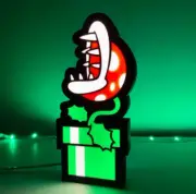 3D Printed Nintendo Piranha Plant Retro Video Game Lightbox Lamp Light