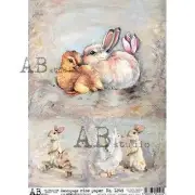 Spring Bunnies | A4 Rice Paper | Paper for Decoupage | AB Studios
