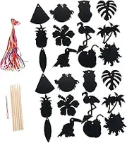 INOOMP 1 Set of Hawaiian Party Scratch Paper Crafts: DIY Summer Creative Scratch Painting Cards for Beach Pool Party Decorations - Kids Tropical Luau Birthday Favors
