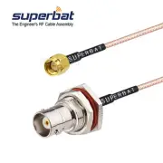 RF BNC Female Jack Bulkhad to SMA Male Plug Jumper Cable RG316 15cm