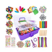 Kids Arts And Crafts Supplies Set Giftable Craft Box For Kids: Diy Craft Supplies For Toddlers, School Project, And Homeschool Purple
