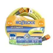 Hozelock Ultimate Knitted YELLOW Garden Hose (1/2") 12.5mm x 15m fitted - 7815