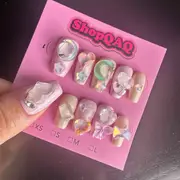 Candy House/Spicy Sweet Pink Star & Moon Handcrafted Press-On Nails