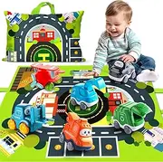 ALASOU Baby Truck Car Toy and Playmat Storage Bag(6 Sets)|Baby Toys 12-18 Months|Infant Toys for 1 2 3 Year Old boy Girl|1st Birthday Gifts for Toddler Toys Age 1-2