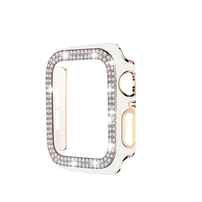 Worryfree Gadgets Bling Bumper Case for Apple Watch White/Rose Gold 41mm