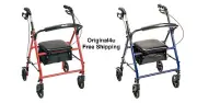 Drive Medical Steel Rollator Walker With 4 x 6" Wheels, Seat and Storage Bag ✅