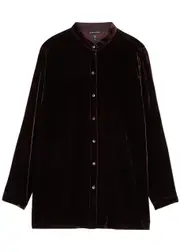 Eileen Fisher Velvet Shirt - Dark Purple - XS (UK 6-8 / XS) XS (UK 6-8 / XS)