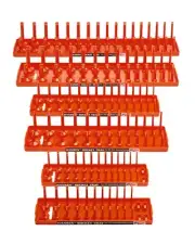 Hansen 6pc Socket Organizer Tray Rack Holder Metric SAE 1/4" 3/8" 1/2" Orange
