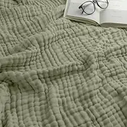 Comfy Cubs King Muslin Blanket, Extra Large Size 108” x 90”, 6 Layer Cooling Cotton Softness, Breathable & Warm Throw for Bedroom, Living Room Couch (Sage, King - Muslin)