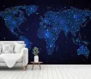 3D World Map Blue Starry 578 Wallpaper Murals Wall Print Wallpaper Mural AJ WALL