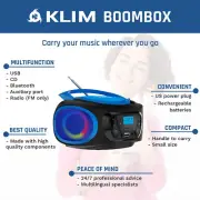 Boombox Portable Recharge Audio System FM Radio CD Player Bluetooth MP3 USB AUX