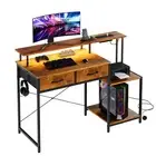 120cm Gaming Desk LED Convertible Carbon Fiber Computer Workstation Walnut