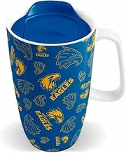 AFL Ceramic Travel Coffee Mug - West Coast Eagles - Drink Cup with Lid