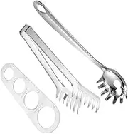 1 Set Stainless Steel Spaghetti Fish Spaghetti Claw Spaghetti Utensil Pasta Kitchen Gadget Tool Pasta Fork Spaghetti Measuring Tool Slotted Pasta Spoon Noodles Clip Silver