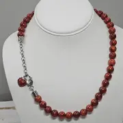 Modern Sterling Silver Apple Coral Heart Necklace Adjustable Bella Luce BBJ 925