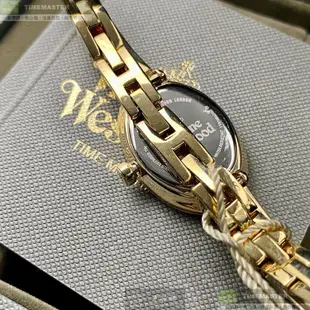 Vivienne Westwood薇薇安精品錶,編號：VW00008,22mm, 32mm橢圓形銀精鋼錶殼白金色錶盤精鋼金色錶帶