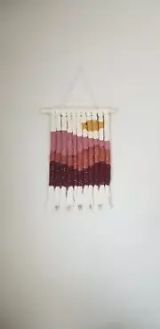 Mountain & Sun inspired fiber macrame wall hanging | 13 x 25