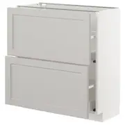 METOD base cabinet with 2 drawers, white Maximera/Lerhyttan light grey, 80x37x80 cm