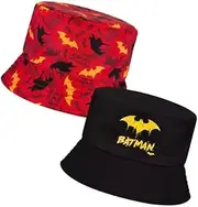 [UNITED LABELS AG] Childrens Kids Character Batman Reversible Bucket Hat Festival Beach Sun Hat Boys Girls Summer Hat, Black, 8-12 Years