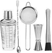 Vaguelly 1 Set Elegant Glass Cocktail Shaker with Measurement Markings Mixing Cup for Home Bars Cafes and Parties and Stylish Cocktail Tools for Crafting Drinks