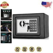Small Electronic Lock Box - Digital Safe with Override Keys and Adjustable Shelf