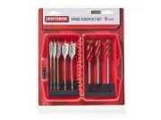 NEW Craftsman Spade Auger Bit Set 8 Piece 9 34936 Dual Cutting Edge Wing Tip