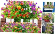 12 Bundles Artificial Faux Fake Plants Flowers UV Resistant Rose Mixed Color