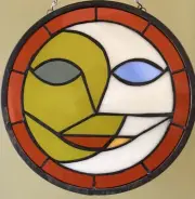 Real Stained Glass Suncatcher Sun Moon Picasso Style