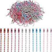 uxcell 200pcs Metal Ball Bead Chain, 100mm Long Bead Connector Clasp Dog Tag Hanging Chain for Key Chains Tags Craft Projects Jewelry Making, Red/Pink/Coral Pink/Gray/Blue