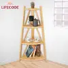 LIFECODE《極簡風》黃松木四層角落置物架/實木置物架 11050080