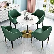 Modern Green Meeting Room Table Set for 4 Persons, Office Reception Club Table and Chair Set, Small Dining Table Set, Space Saving Design, 31.4" Square Table
