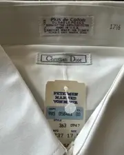 Vntg Christian Dior Button Down dress Shirt , White. 17 1/2 35. NWT . USA