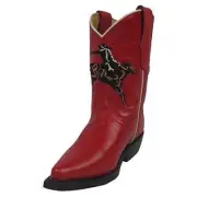 CORRAL Kids' Red Bronco Embroidered Snip Toe Cowboy Boots G1054