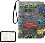 Colored Sport Cars Collectible Card Binder 4 Pocket Card Collectors Album 400 Cards Capacity Zippered 3 Ring Binder Cards